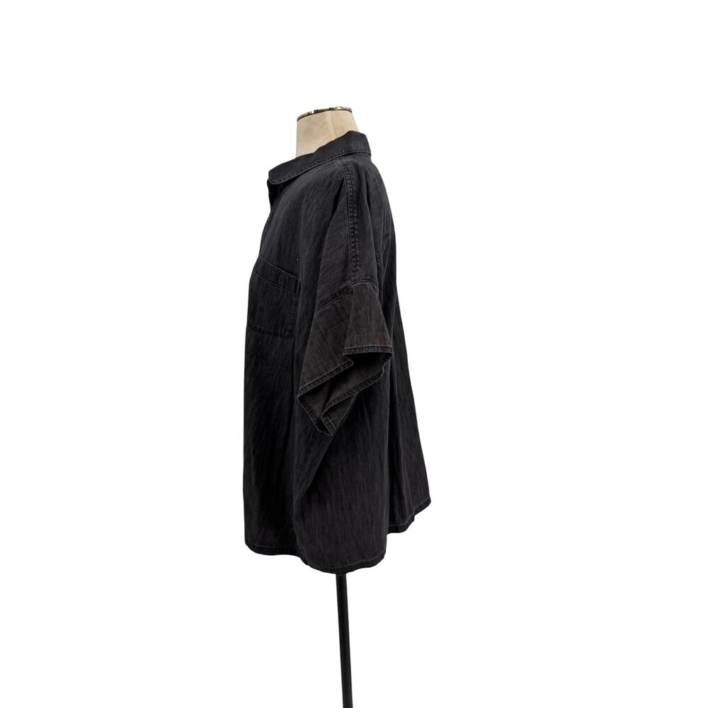 Madewell Denim Oversized Button Front Shirt Black Washed Short Sleeve XL NWT - Picture 5 of 10